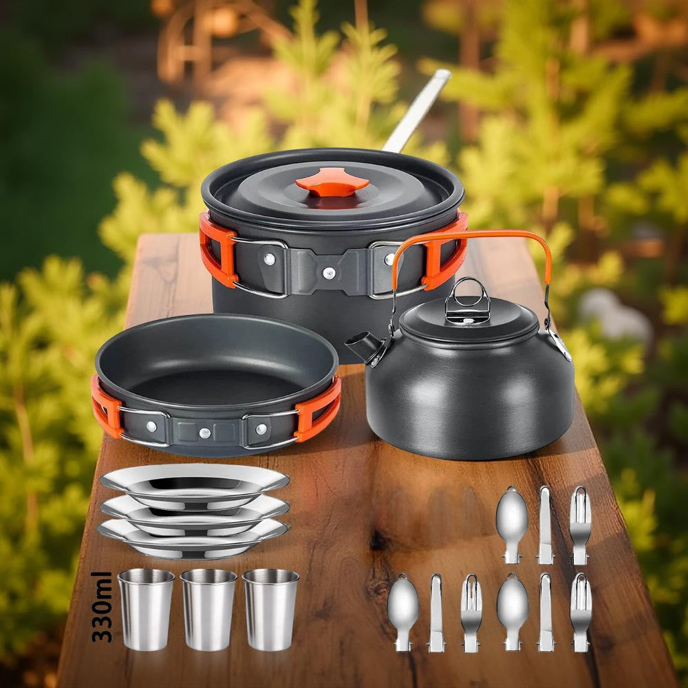 Casserole Camping 4 Personnes Kit De Cuisine Camping YETO - 10 Pièces Pliables Pour Randonnée Et Pique-Nique Kit Camping Pliable