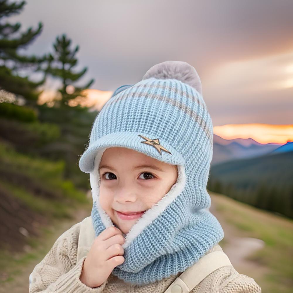 Cagoule_enfant_Cagoule_Pompom_bleu