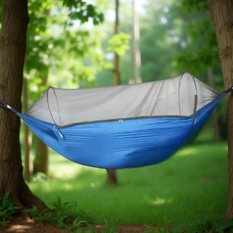 Hamac_suspendu_Moustiquaire_bleu