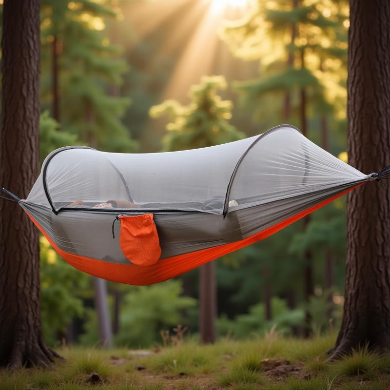 Hamac_suspendu_Moustiquaire_orange
