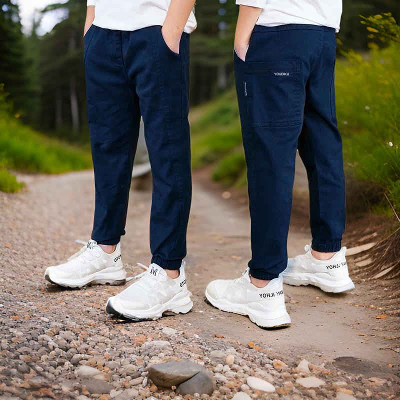 Le_Pantalon_Cargo_Garcon_Casual_bleu_duo