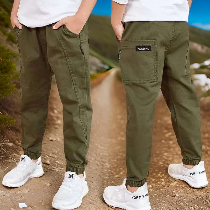 Le_Pantalon_Cargo_Garcon_Casual_vert_duo