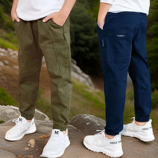 Le_Pantalon_Cargo_Garcon_Casual_vert_et_bleu