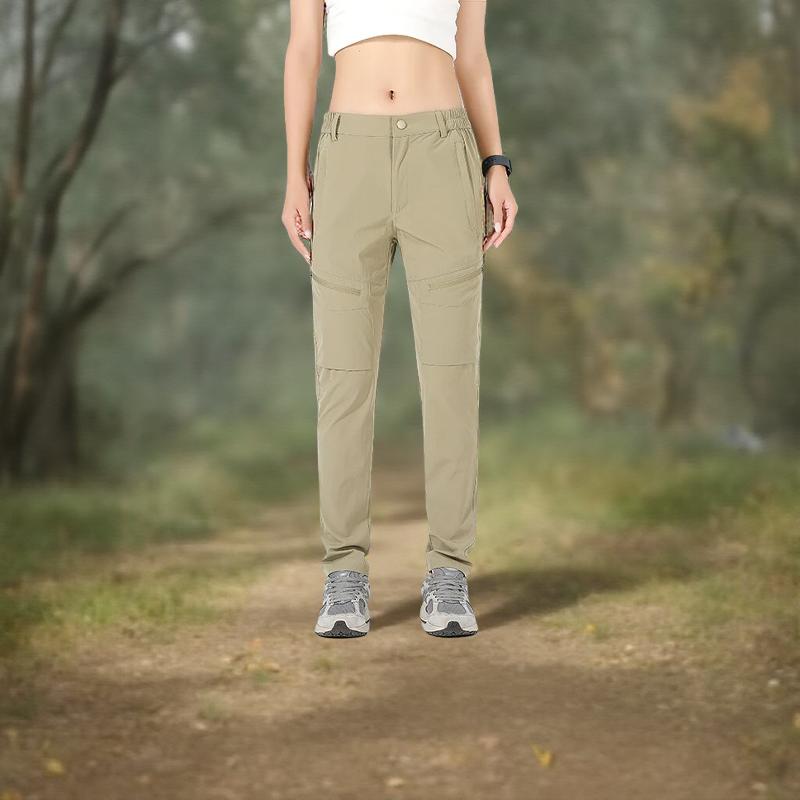 Pantalon_cargo_femme_Extensible_beige