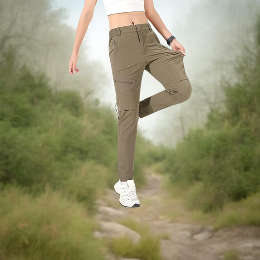 Pantalon_cargo_femme_Extensible_couleur_taupe