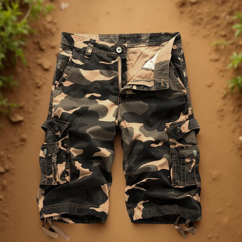 Short_cargo_homme_MultiPoches_camo_beige