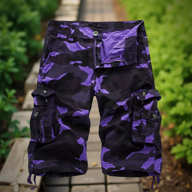 Short_cargo_homme_MultiPoches_camo_violet
