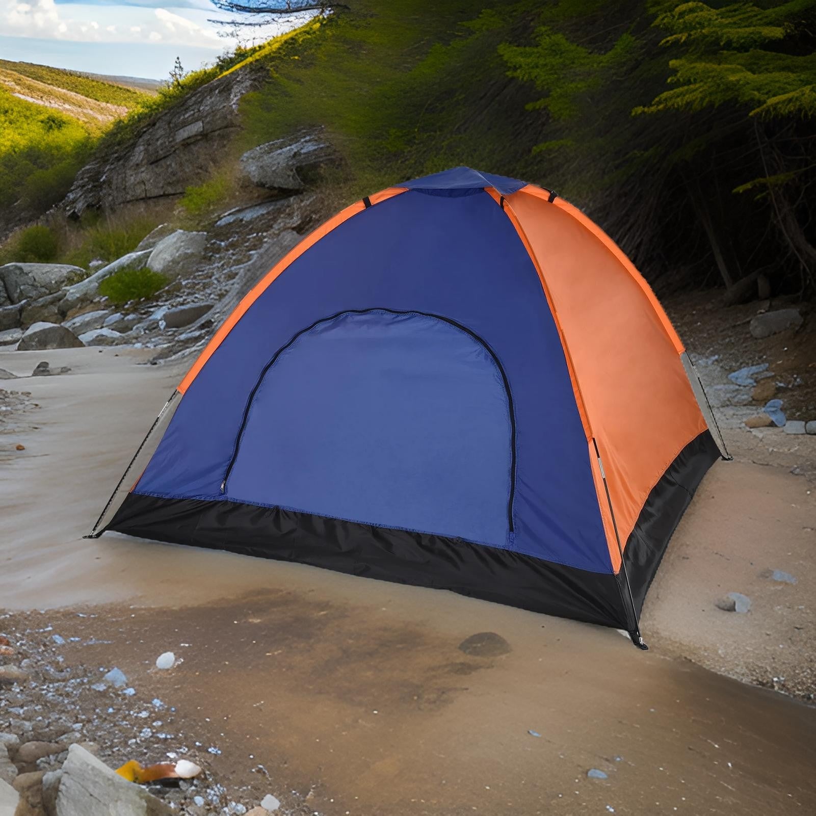 Tente_camping_Outdoor_bleu_et_orange