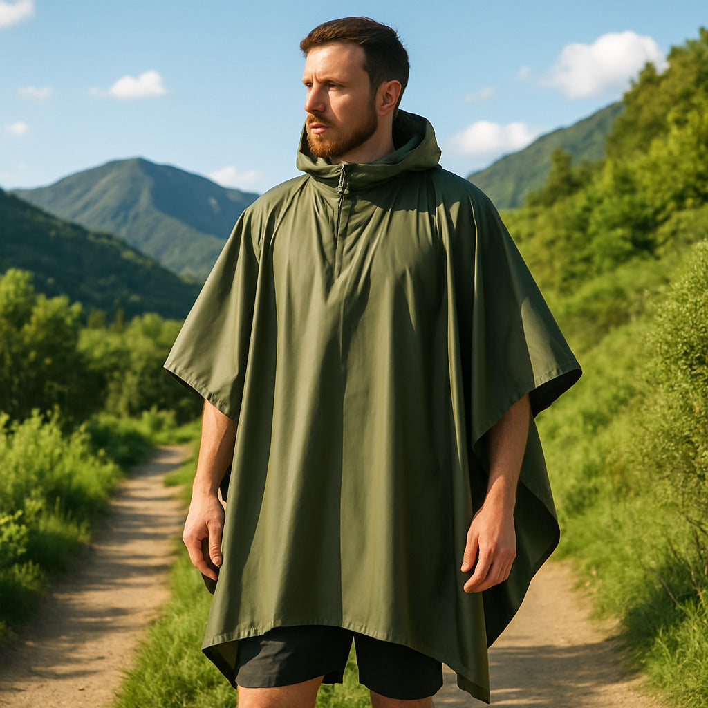 poncho-pluie-impermeable-compact-vert-sans-poche