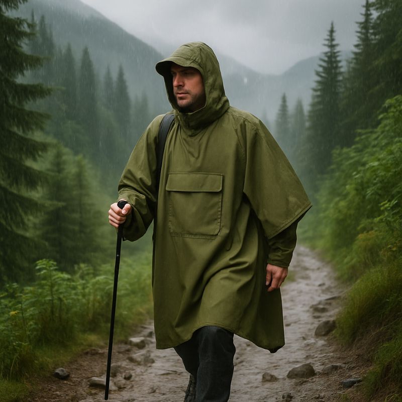 poncho_pluie_impermeable_compact_vert_avec_poche